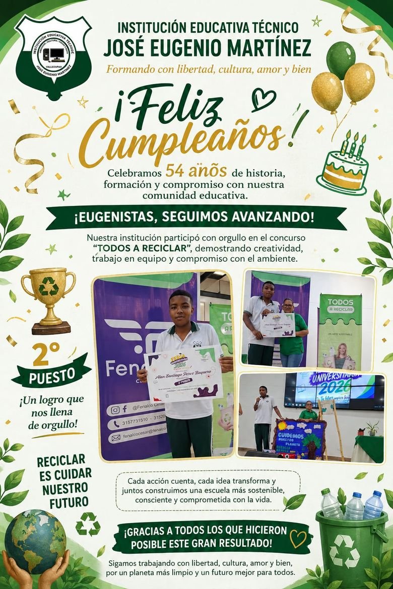 Afiche institucional: 54 años del JOSEUMAR y segundo puesto en el concurso Todos a Reciclar